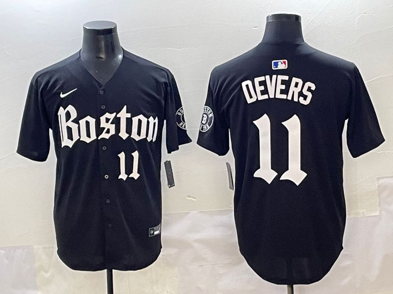Men 2025 Boston Red Sox #11 Devers Black Five generations Joint Name Nike MLB Jersey style 17